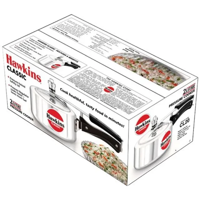 Hawkins Aluminium Inner Lid Pressure Cooker - Bakelite Handle, Silver, Classic, CL20, 2 l-2.webp